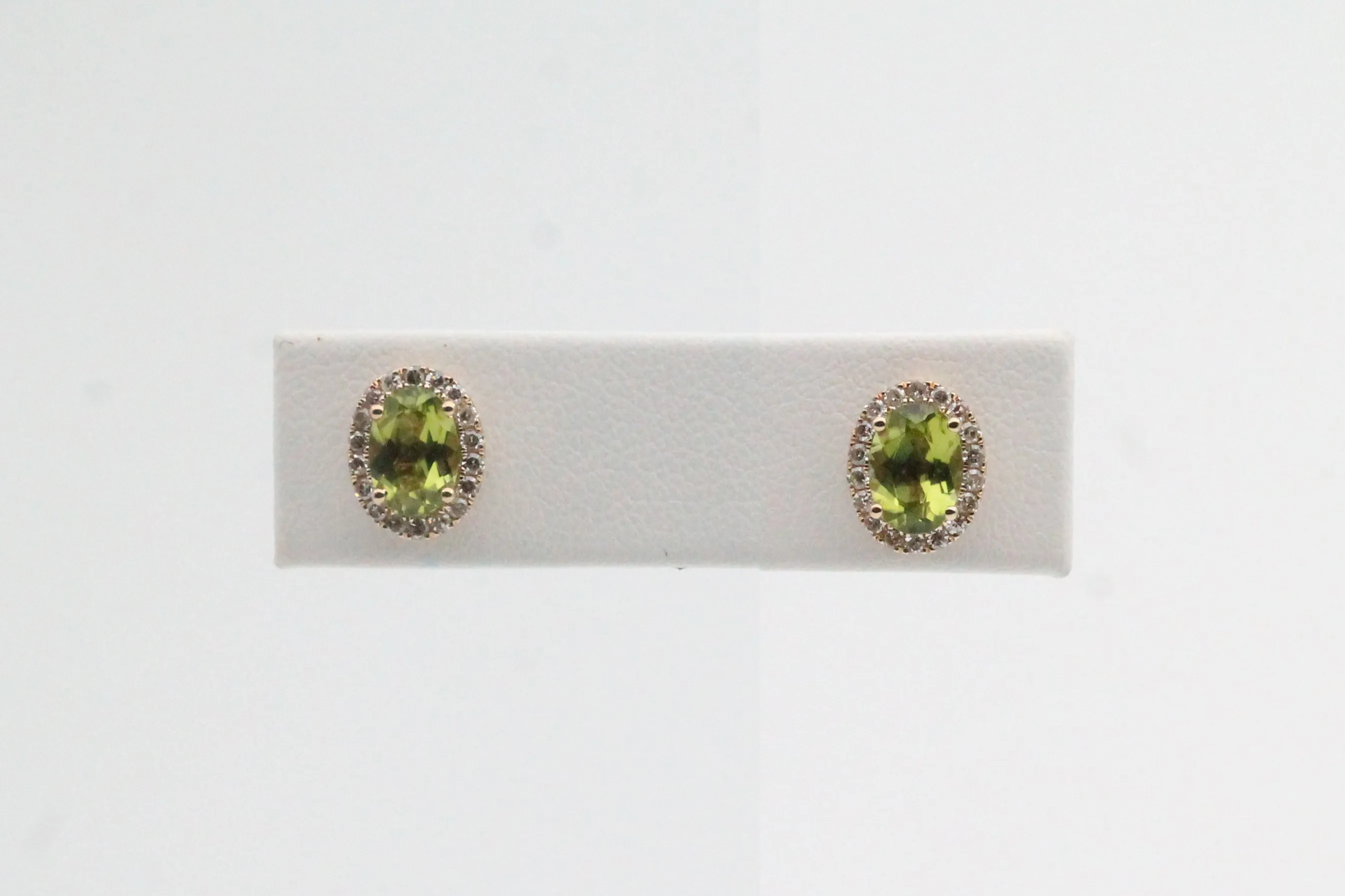 Yellow Gold Oval Peridot Earrings