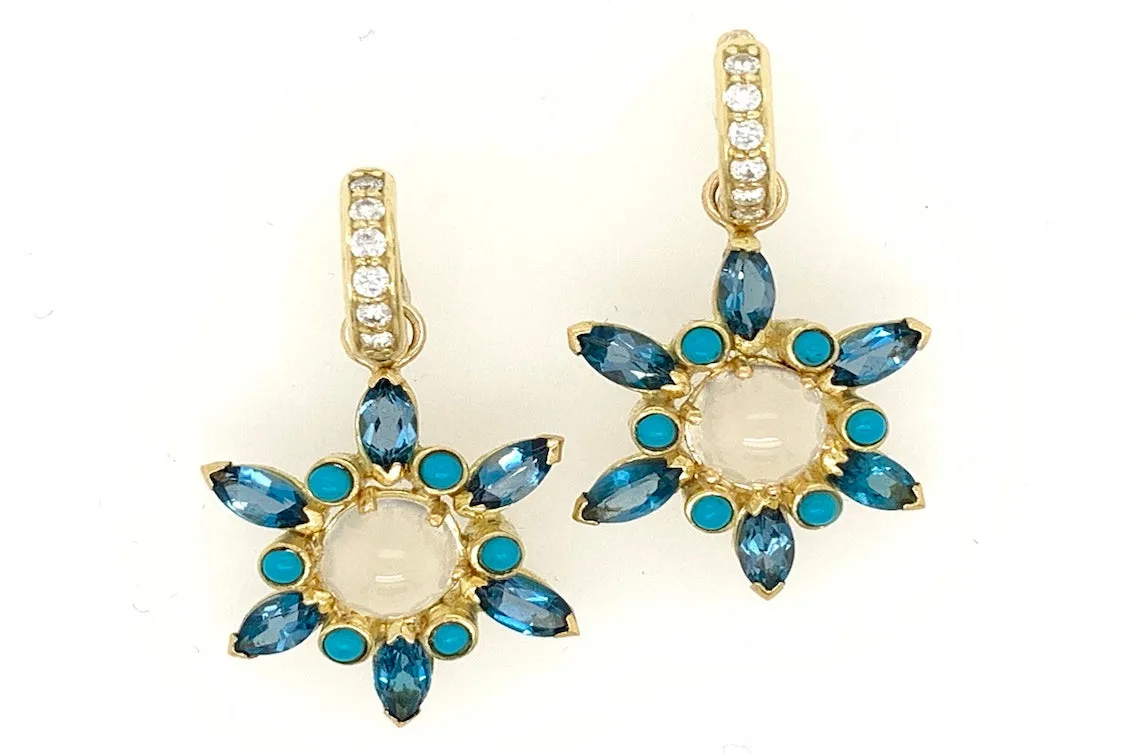 Zircon Flower Charm Earrings