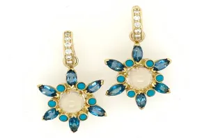 Zircon Flower Charm Earrings